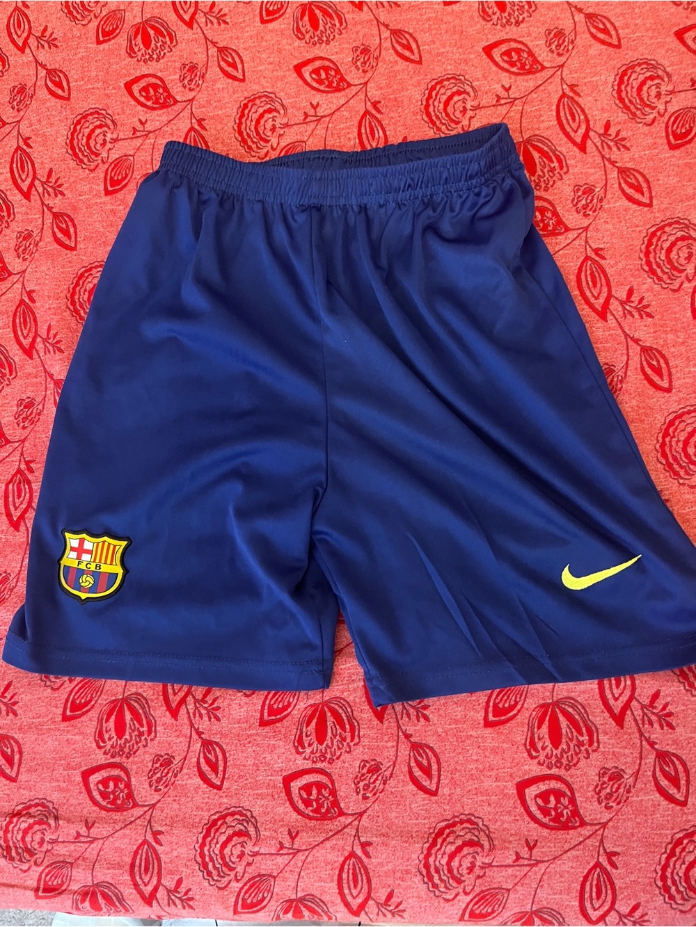 Nike Royal Blue FC Barcelona Training Shorts with Yellow Swoosh